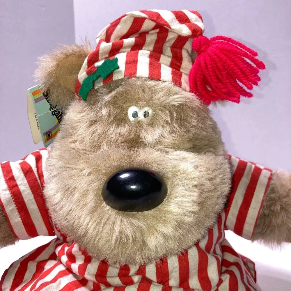 Vintage Snuggables Holiday Christmas Plush 1985 Papa Bear In Pajamas‎